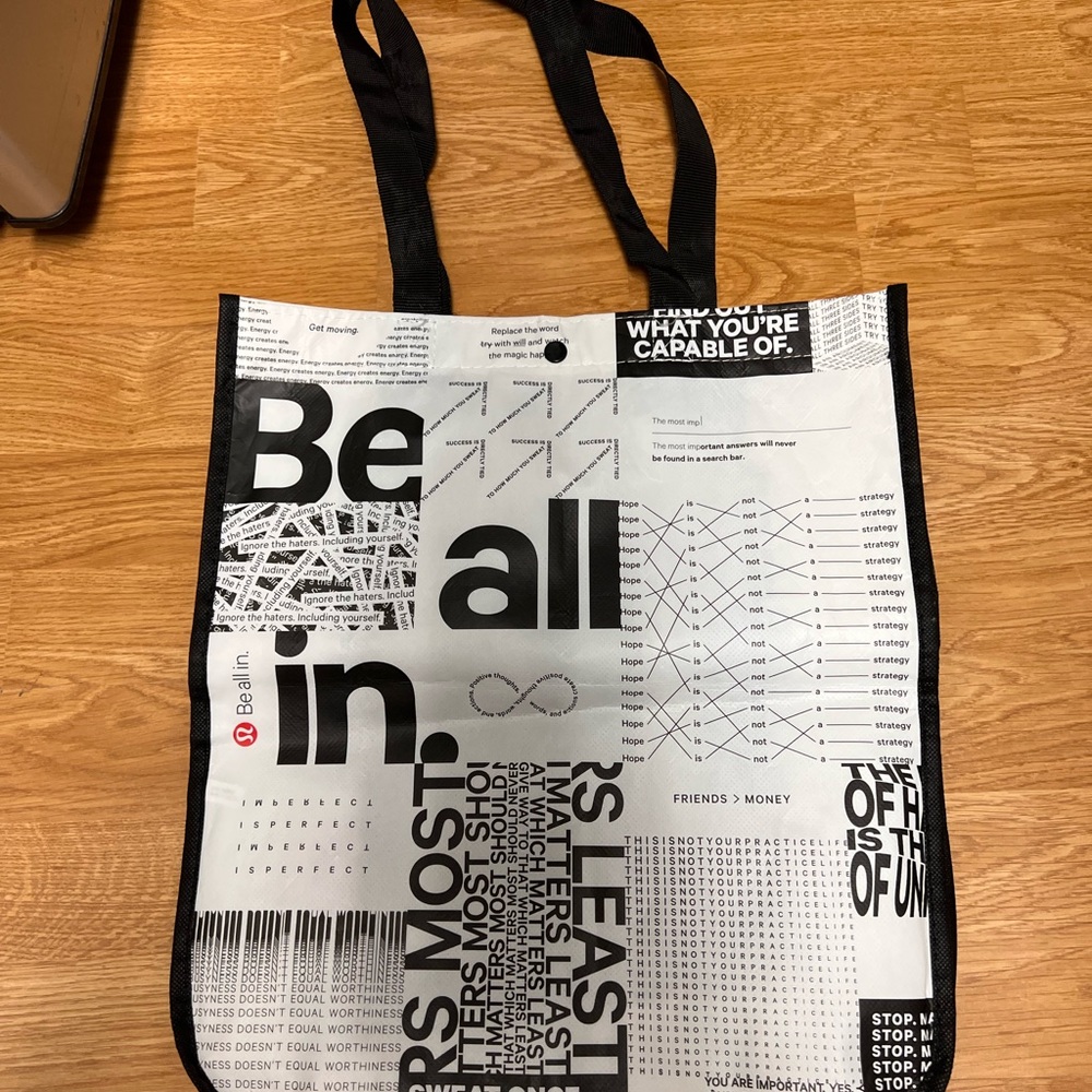 Large lululemon athletica Black and White Tote Bag- NWOT